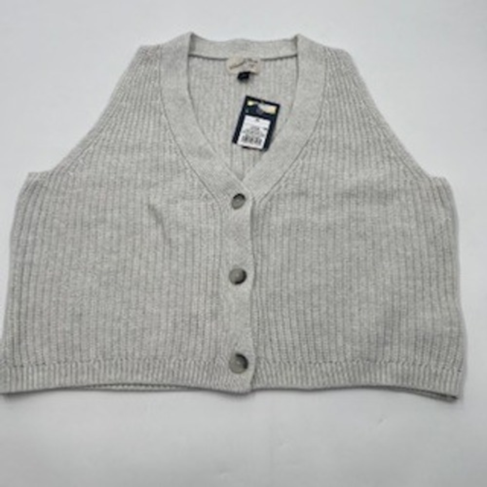 Universal Thread Womens XL‎ Gray Ribbed Cotton Button Front Sweater Vest NWT